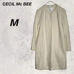 セシルマクビー　ロングコート　ウール　アイボリー　M　クルーネック　丸首　ボタン