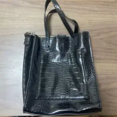 ブラック クロコダイル風 ハンドバッグ