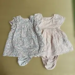 花柄コットンロンパース2点セット