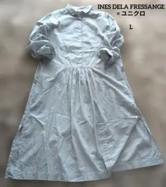 イネス　ユニクロ　ストライプ シャツワンピース　コットン　L