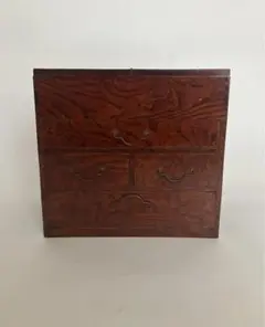 木製 重箱 二段 波模様　古道具　あられ組み　あられつぎ 木製 重箱 二段 波模様 古道具 あられ組み あられつぎ - メルカリ