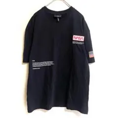 H&M Tシャツ(S相当)オーバーサイズ ブラック NASA 国旗 ユニセックス
