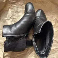 黒のレザーとスエードショートブーツ XL