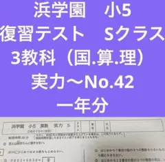 浜学園 小5 復習テスト3科 国算理 Sクラス 2026年最新】浜学園 小5 復習テスト sの人気アイテム - メルカリ