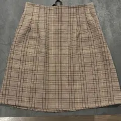 『INGNI』丈47cm ブラウン系チェック タイトスカート ウエストリボン付き