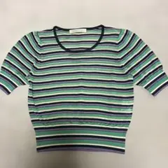 ESTNATION マルチボーダーサマーニットラメ入りトップス美品‼️