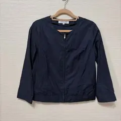 NATURAL BEAUTY BASIC ノーカラージャケット ネイビー M