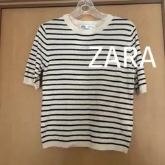 ZARA ストライプ 半袖ニット　ボーダー　レディース　トップス