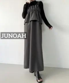 k0141 JUNOAH ベアギャザーダブルストラップキャミワンピースのサムネイル