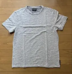 【美品】エンポリオアルマーニ ジャガード ウェーブ柄 Tシャツ M イタリア製