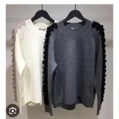 theory luxe グレー フリル付き長袖ニット