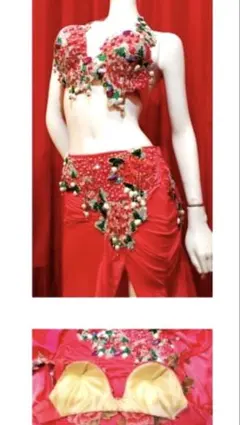 【お値下げしました】HANAN ベリーダンス衣装　赤 値下げ】ベリーダンス衣装 HANAN ハナン