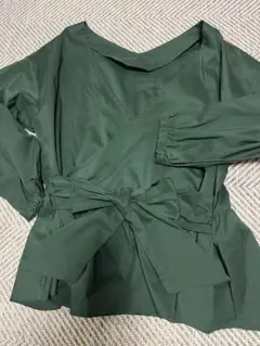 深緑カシュクールブラウス