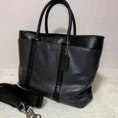 COACH メトロポリタン ビジネスバッグ 2way ネイビー オールレザー