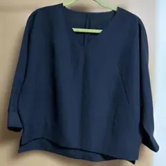 ネイビー Vネック 七分袖ブラウスサイズ0 バンヤードストーム
