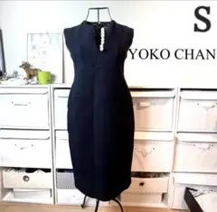 美品】ヨーコチャン ノースリーブパールサックドレス ロング ブラック