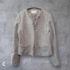 ナチュラルビューティー　ツイード　ジャケット　ピンク　サイズ40