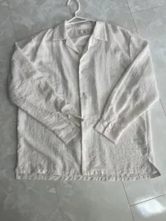 美品！GU テクスチャーオープンカラーシャツ ホワイト　XL