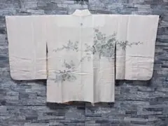 正絹 縫取り羽織 紋入り 珊瑚風クリップ羽織紐付 淡ピンク 菊 豪華