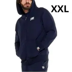 新品タグ付き✨️ メンズ　パーカー　フルジップ　フード　ロゴ　ネイビー　2XL