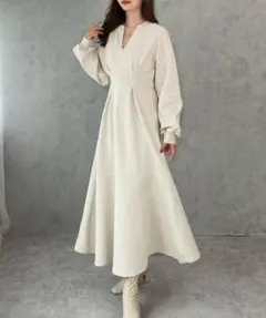 JUNOAH キーネック マーメイド ロング ワンピース スウェット 長袖 XL