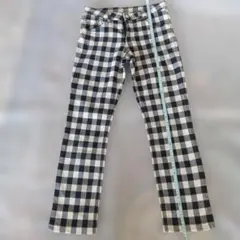 濃紺チェック柄　カジュアルパンツ