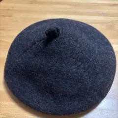 ダークブラウン ポンポン付きベレー帽 56-58cm