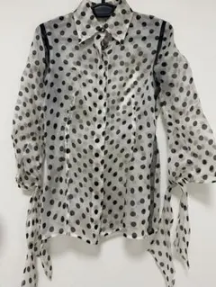 FERRE シルク 水玉模様 シフォンシャツ 七分丈 シースルー