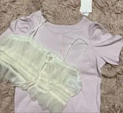 定価6490円　タグ付き　ビスチェセットカーディガン　ピンク　ナイスクラップ