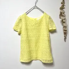 インデックス　カットソー　半袖　レース　レディース　トップス　イエロー　黄色　Sのサムネイル
