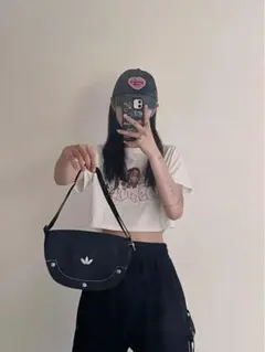 アディダス アディダスオリジナルス デニム ミニショルダーバッグ ブラック 完売