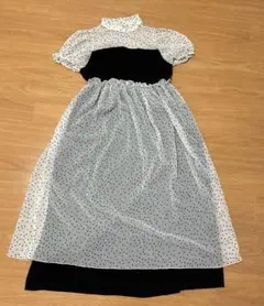 ボンルシール ノアール　ドット柄シアー切り替えワンピース 半袖のサムネイル
