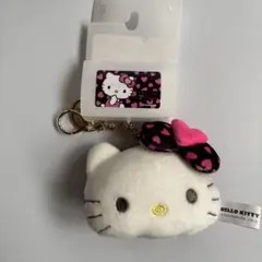 ハローキティ　マスコットチャーム　ハート×黒　キーホルダー