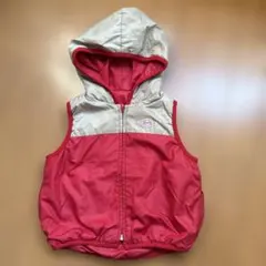SHIPS フード付きリバーシブルダウンベスト 赤/ベージュ