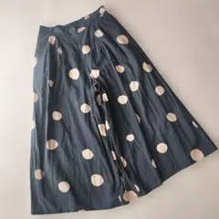 サマンサモスモス　ブラック ベージュドット柄ガウチョパンツ