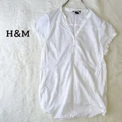 【エイチアンドエム】フレンチスリーブ　白　ブラウス　M ドット　スキッパーのサムネイル