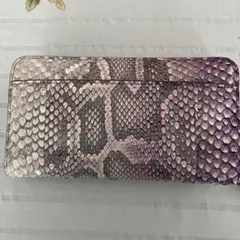 ヘビ革　長財布　ラウンドジップ