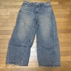 バレルレッグジーンズXXL GU ブルー系