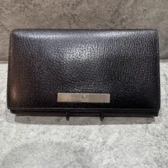 GUCCI ブラックレザー 長財布 ロゴ ロング 3つ折り グッチ