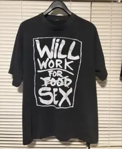 90s "will work for sex" メッセージ.エロ.ジョークTEE