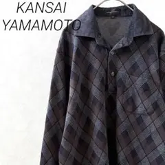 KANSAI YAMAMOTO ポロシャツ 長袖 チェック柄 胸ポケットのサムネイル