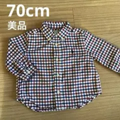 お値下げ中❗️【美品】ラルフローレン　チェックシャツ　クリスマス　6M 襟付き