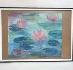水彩画 睡蓮 　 F８号サイズ