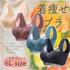 6L 　4色セット シームレスブラ ナイトブラ 美胸 下着　細見え　美乳 着痩せ