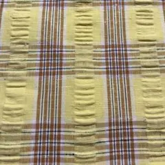 イエローとブラウンのチェック柄生地