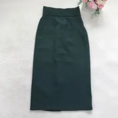 クラシカルエルフ ロングタイトスカート シンプル ベーシック 無地 スリット 緑