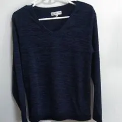 処分価格　美品　ロンティー　カットソー　ニット　美品　Vネック　M　ネイビー