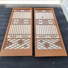 昭和レトロ 組子欄間 5枚セット 書院障子 建具 衝立 引戸 ガラス戸