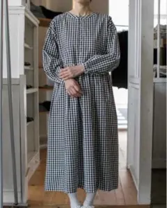 美品　GRANDMA MAMA DAUGHTER ギンガムチェック　ワンピース GRANDMA MAMA DAUGHTER チェック柄 シャツワンピース - メルカリ
