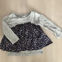 長袖カットソー 90cm グレー 花柄